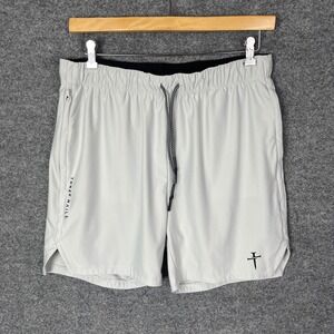 Three Nails Mens Cross Logo Athletic Gym Shorts Grey Size XLarge